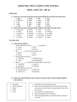 KIỂM TRA CHẤT LƯỢNG CUỐI NĂM 2011 MÔN: ANH VĂN – ĐỀ 16 pdf