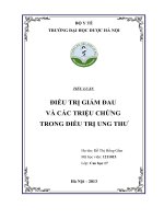 ĐIỀU TRỊ GIẢM ĐAU  VÀ CÁC TRIỆU CHỨNG TRONG ĐIỀU TRỊ UNG THƯ