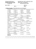 ĐỀ KIỂM TRA CHẤT LƯỢNG ĐẦU NĂM MÔN: TIẾNG ANH KHỐI 12 - ĐỀ A doc
