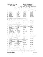 KIỂM TRA HỌC KỲ I Năm học 2010-2011 Môn: Tiếng Anh lớp 12 (hệ 7 năm) - Đề 2 potx