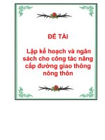 Lập kế hoạch và ngân sách cho công tác nâng cấp đường giao thông nông thôn pdf