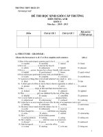 ĐỀ THI HỌC SINH GIỎI CẤP TRƯỜNG MÔN TIẾNG ANH KHỐI 11 ppsx