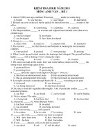 KIỂM TRA HKII NĂM 2011 MÔN: ANH VĂN – ĐỀ 1 docx