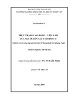 Thực Trạng Lao Động – Việc Làm Của Người Dân Sau Tái Định Cư (Nghiên cứu trường hợp tại Khu kinh tế Dung Quất tỉnh Quảng Ngãi)