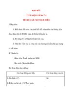 Giáo án lớp 4: ĐẠO ĐỨC TIẾT KIỆM TIỀN CỦA TRUYỂN KỂ: MỘT QUE DIÊM docx