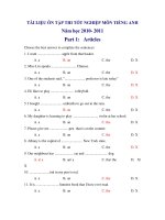 TÀI LIỆU ÔN TẬP THI TỐT NGHIỆP MÔN TIẾNG ANH Năm học 2010- 2011- Part 1 ppt