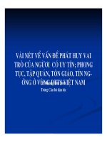 Bài giảng vài nét về vấn đề phát huy vai trò của người có uy tín; phong tục, tập quán, tôn giáo, tín ngưỡng ở vùng DTTS việt nam