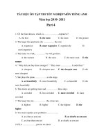 TÀI LIỆU ÔN TẬP THI TỐT NGHIỆP MÔN TIẾNG ANH Năm học 2010- 2011 Part 4 pdf