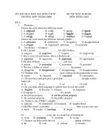 ĐỀ THI TRẮC NGHIỆM TRƯỜNG THPT TRÀM CHIM MÔN TIẾNG ANH - ĐỀ 4 potx