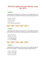 Đề thi trắc nghiệm môn toán: Hình học và giải tích - Đề 11 pps