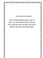 skkn một vài kinh nghiệm trong việc tổ chức các trò chơi góp phần giáo dục bảo vệ môi trường cho học sinh lớp 31 trường tiểu học trần bình trọng