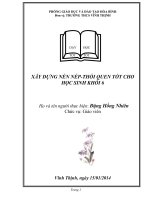 sáng kiến kinh nghiệm đề tài xây dựng nền nếp - thói quen tốt cho học sinh khối 6