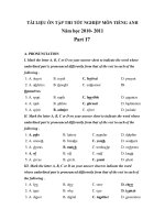 TÀI LIỆU ÔN TẬP THI TỐT NGHIỆP MÔN TIẾNG ANH Năm học 2010- 2011 Part 17 pdf