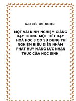 skkn một vài kinh nghiệm giảng dạy trong một tiết dạy hoá học 8 có sử dụng thí nghiệm biểu diễn nhằm phát huy năng lực nhận thức của học sinh