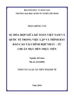 Tóm tắt luận án tiến sĩ kinh tế sự hòa hợp giữa kế toán việt nam và quốc tế trong việc lập và trình bày báo cáo tài chính hợp nhất – từ chuẩn mực đến thực tiễn