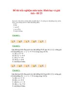 Đề thi trắc nghiệm môn toán: Hình học và giải tích - Đề 25 ppt