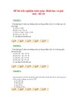 Đề thi trắc nghiệm môn toán: Hình học và giải tích - Đề 10 docx