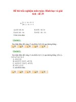 Đề thi trắc nghiệm môn toán: Hình học và giải tích - đề 29 ppt