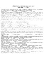 ĐỀ KIỂM TRA CHẤT LƯỢNG NĂM 2011 MÔN: VẬT LÝ – ĐỀ 5 doc