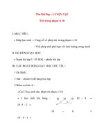 Giáo án lớp 1 môn Toán: Tên Bài Dạy : LUYỆN TẬP Trừ trong phạm vi 10 doc