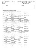 Đề kiểm tra anh văn lớp 8 docx