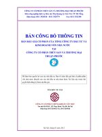 BẢN CÔNG bố THÔNG TIN bán đấu GIÁ cổ PHẦN của TỔNG CÔNG TY đầu tư và KINH DOANH vốn NHÀ nước tại CÔNG TY cổ PHẦN THỦY sản và THƯƠNG mại THUẬN PHƯỚC