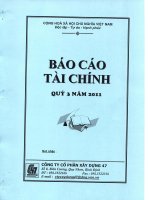 CÔNG TY cổ PHẦN xây DỰNG 47 báo cáo tài chính quý 3 năm 2011