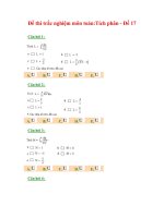 Đề thi trắc nghiệm môn toán:Tích phân - Đề 17 pot