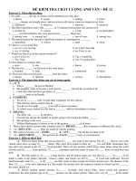 ĐỀ KIỂM TRA CHẤT LƯỢNG ANH VĂN – ĐỀ 12 pptx