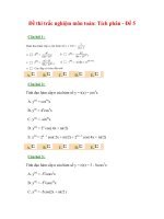 Đề thi trắc nghiệm môn toán: Tích phân - Đề 5 pdf