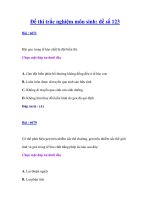 Đề thi trắc nghiệm môn sinh: đề số 123 ppt