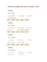 Đề thi trắc nghiệm môn toán: Tích phân - Đề 23 pptx