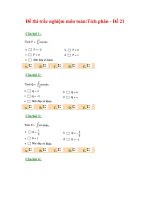 Đề thi trắc nghiệm môn toán:Tích phân - Đề 21 ppsx