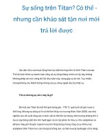 Sự sống trên Titan? Có thể nhưng cần khảo sát tận nơi mới trả lời được potx