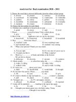 Mock test for final examination 2010 – 2011 doc