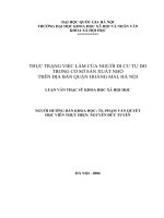 Thực Trạng Việc Làm Của Người Di Cư Tự Do Trong Cơ Sở Sản Xuất Nhỏ Trên Địa Bàn Quận Hoàng Mai, Hà Nội