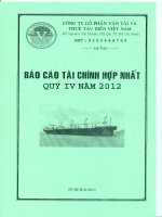 CÔNG TY cổ PHẦN vận tải và THUÊ tàu BIỂN VIỆT NAM báo cáo tài chính hợp nhất qúy IV năm 2012