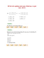 Đề thi trắc nghiệm môn toán: Hình học và giải tích - Đề 31 ppsx