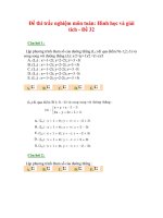Đề thi trắc nghiệm môn toán: Hình học và giải tích - Đề 32 docx