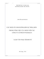 Các nhân tố ảnh hưởng đến sự thỏa mãn trong công việc của nhân viên tại công ty cổ phần pygemaco