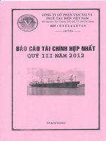CÔNG TY cổ PHẦN vận tải và THUÊ tàu BIỂN VIỆT NAM báo cáo tài chính hợp nhất qúy III năm 2012