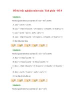 Đề thi trắc nghiệm môn toán: Tích phân - Đề 8 pdf
