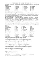 ĐỀ THI THỬ TỐT NGHIỆP MÔN ANH – T1 docx
