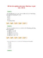 Đề thi trắc nghiệm môn toán: Hình học và giải tích - Đề 26 ppt