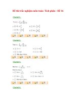Đề thi trắc nghiệm môn toán: Tích phân - Đề 16 pdf