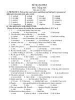 Đề thi thử HKI Môn: Tiếng Anh pptx