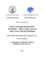 a summary of the doctoral dissertation of law the land law of viet nam and of sweden