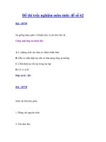 Đề thi trắc nghiệm môn sinh: đề số 62 pps