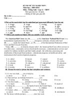 ĐỀ THI THỬ TỐT NGHIỆP THPT Năm học : 2010-2011 Môn : Tiếng Anh potx
