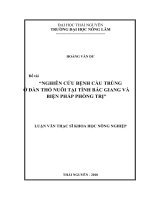 Nghiên cứu bệnh cầu trùng ở đàn thỏ nuôi tại tỉnh Bắc Giang và biện pháp phòng trị